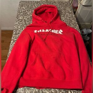 Thrasher Red Hoodie with White Logo